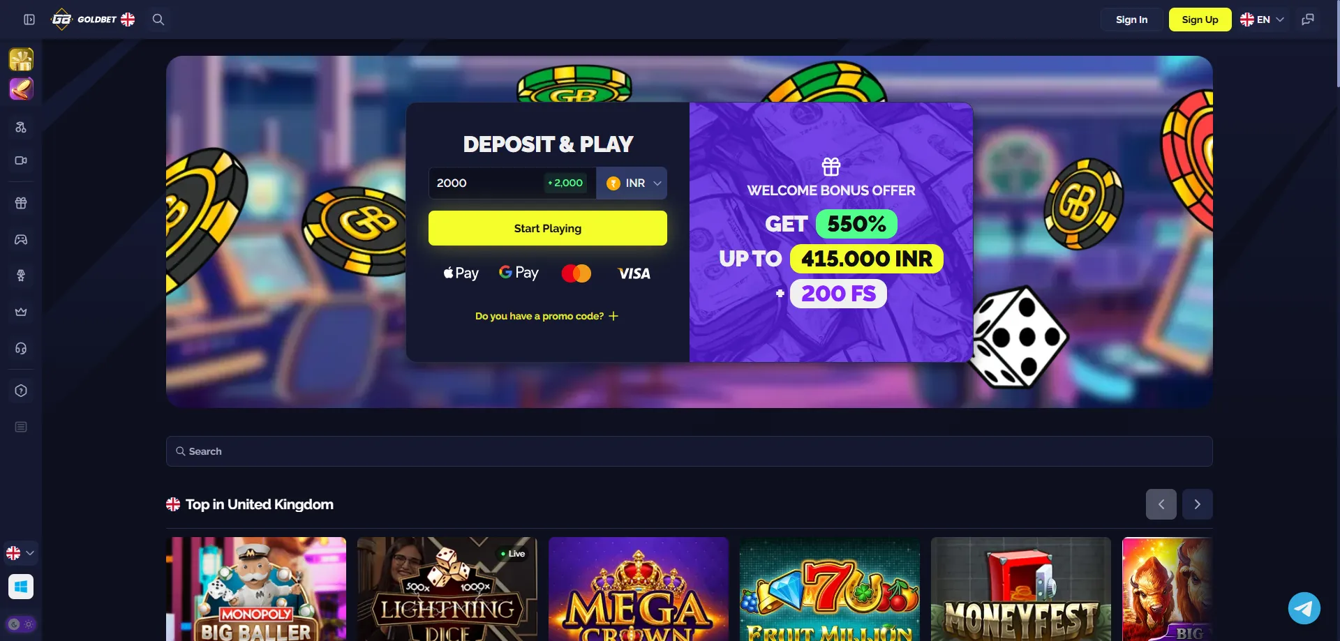 Goldbet Casino review 2026 &mdash; welcome bonus and game library India